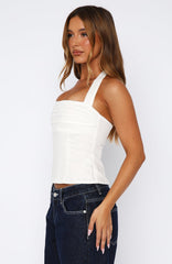 Room Service Pleated Halter Top White