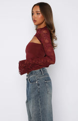 Devoted Love Long Sleeve Top Burgundy
