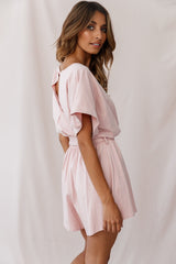 Chelsea Belted T-Shirt Romper Blush