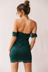 Faithful Off-Shoulder Floral Lace Mini Dress Jade