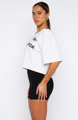 Stay Clear Off Shoulder Cropped Tee Grey Marle