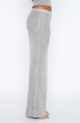 Star Shining Sequin Knit Maxi Skirt Grey