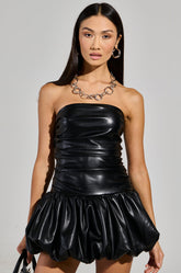 ONLY GETTING BETTER FAUX LEATHER MINI DRESS
