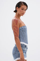 DARLING LACE TRIM DENIM CORSET