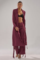 TAKE ME EVERYWHERE SATIN TRENCH IN BURGUNDY