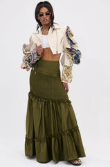 IT ONLY GETS BETTER RUCHED MAXI SKIRT