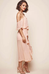 Constance Midi Ruffle Jumpsuit Nude