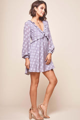 Cutie Pie Long Sleeve Babydoll Dress Grey