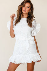 Coolum Ruffle Sleeve Dress White