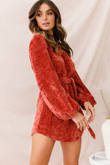 Diva Velvet Yarn Knit Dress Rust