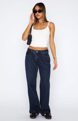 Bring The Style Low Rise Wide Leg Jeans Indigo Wash