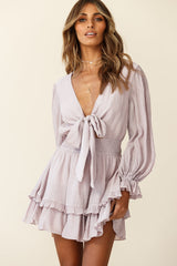Anthea Bow-Tie Front Layered Frill Dress Blush