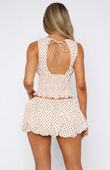 Runaway Heart Mini Skort Cream Polka Dot