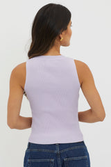 D'Lila V-Neck Ribbed Knit Top Lilac