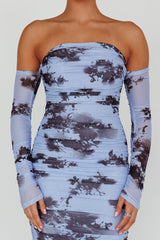 Cece Off-Shoulder Midi Dress Floral Blue
