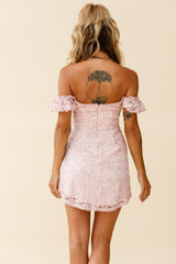Costa Mesa Puff Sleeve Lace Overlay Dress Pink