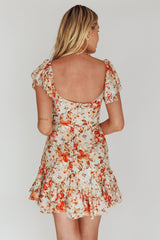 Diandre Godet Hem Mini Dress Floral Orange