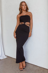 Cindi Cut-Out Chain Waist Maxi Dress Black