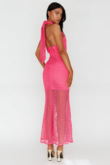 Costa Halterneck Midi Dress Pink