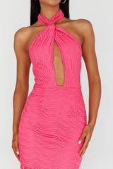 Costa Halterneck Midi Dress Pink