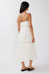Confidante Piping Trim Midi Dress White