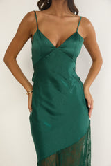 Ciao, Bella Tied Back Lace Hem Dress Forest Green