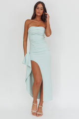 Cha Cha Strapless Thigh Split Dress Sage