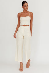 Breathless Straight Neck Cropped Top Oat