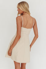 Captivated Button Feature Mini Dress Stone