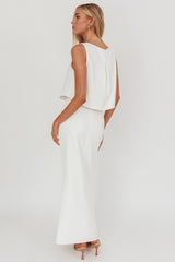 Bondi Sunset Faux Button Placket Maxi Skirt White