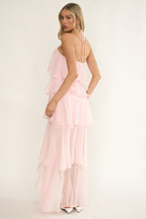 Darylyn Tiered Ruffle Maxi Dress Pink