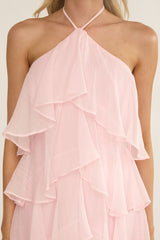 Darylyn Tiered Ruffle Maxi Dress Pink