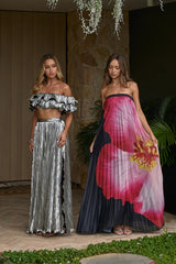 Amaria Lettuce Edge Maxi Skirt Silver
