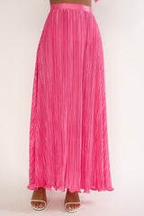 Amaria Lettuce Edge Maxi Skirt Hot Pink