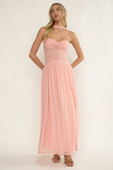 Annita Sheer Waist Maxi Dress Blush