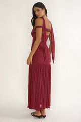 Delora Off-Shoulder Scarf Maxi Dress Red