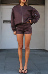 Between Us Faux Suede Shorts Chocolate