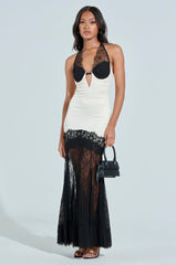 KYLIE SATIN LACE MAXI DRESS