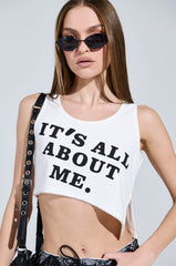 IT'S ALL ABOUT ME CROPPED RIBBED TANK TOP