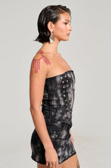 RUN THIS TOWN DENIM CORSET TOP