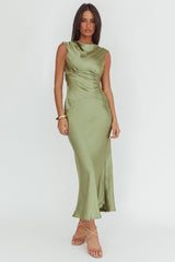 Cheers To You Cowl Back Maxi Dress Olive