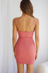 Callie Golden Ring Feature Cut-Out Bust Mini Dress Rose