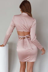 Antoinette Collared Long Sleeve Mini Dress Champagne