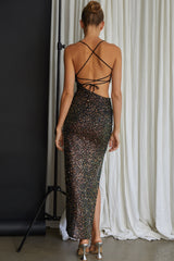 Can't Hardly Wait Cut-Out Midi Dress Sequin Black