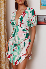 Anakin Twist Bust Mini Dress Swirl Green