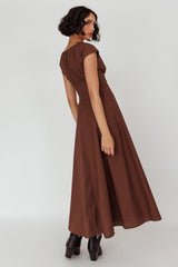 Derry Cap Sleeve A-line Maxi Dress Chocolate