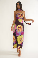 City Of Stars Strapless Scarf Maxi Dress Pansies Plum
