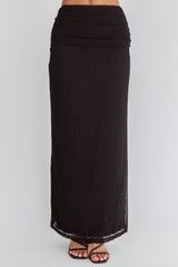 Alivya Ruched Side Maxi Skirt Black