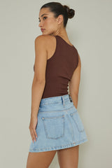 Attitude Ribbed Leotard Chocolate