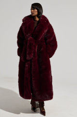 DAYANNE FAUX FUR TRENCH IN WINE